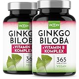 Ginkgo Biloba 3000, 2x 365 Stück - Preis-Leistungs-Sieger + B-Vitamin Power Komplex, enthält 14,4 mg Flavonglykoside & 3,6 mg Ginkgolid - Ohne Zusätze, Laborgeprüft, made with love in Austria
