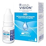Hylo-Vision HD Augentropfen – Linderung bei trockenen, brennenden, tränenden Augen und Sandkorngefühl, Befeuchtung & Schutz, leichtviskos, geeignet bei Kontaktlinsen, 2 x 15 ml