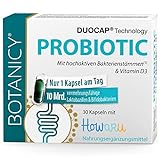 BOTANICY Probiotic - Präbiotika und Probiotika zur Darmsanierung - 10 Mrd. Laktobakterien & Bifidobakterien plus Vitamin D3-30 DUOCAP® 2-in-1 Kapseln, Magensaftresistent - Laborgeprüft in DE