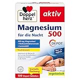 Doppelherz Magnesium 500 für die Nacht - Mit Melisse und Lavendelöl - Hochdosiertes Magnesium als Beitrag für die normale Muskelfunktion - 100 DEPOT-Tabletten