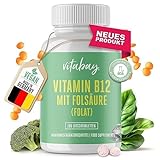 Vitabay Vitamin B12 500 µg Lutschtabletten hochdosiert mit Folat - 180 vegane Tabletten - Vitamin B12 Folsäure Vitamin vegan Methylcobalamin Vitamin B12 hochdosiert Tabletten Vitamin B 12 Vitamin