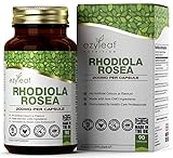 Ezyleaf Rhodiola Rosea Kapseln 400mg | Hochdosiertes Rosenwurz Extrakt mit 3% Salidrosid | 90 Vegane Rosenwurz Kapseln Hochdosiert | Nootropisches Adaptogen | ISO-Zertifiziert, Allergen & Glutenfrei