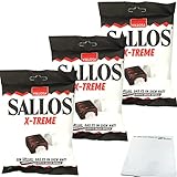 Sallos X Treme Hartkamellen mit Lakritz Salmiak Salz Füllung 3er Pack (3x150g Tüte) + usy Block