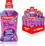 Colgate Mundspülung All In one 6x500 ml – für sofortige & anhaltende Frische und Kariesschutz – antibakterielle Mund- und Zahnreinigung ohne Alkohol** für optimalen Schutz