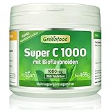 Greenfood Super C, 1000 mg Vitamin C, hochdosiert, 360 Tabletten - mit Acerola. Für Immunsystem und Zellschutz - OHNE künstliche Zusätze. Vegan. Laborgeprüft.