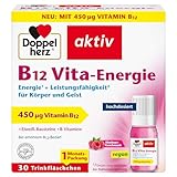 Doppelherz B12 Vita-Energie - Vegan und hochdosiert mit 450 µg Vitamin B12 pro Trinkfläschchen - 30 Trinkfläschchen mit Himbeer-Geschmack