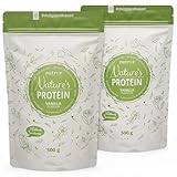 Nutri + Natures Protein Vanille 1000 g - natürliches Proteinpulver ohne Süßungsmittel Zucker & Milch - 83,1% Eiweiß pflanzliches Eiweißpulver 1 kg