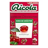 Ricola Kirsche Kräuter, 50g Böxli original Schweizer Kräuter-Bonbons mit 13 Alpenkräutern und fruchtig-erfrischender Kirsche, zuckerfrei, 1 x 50g