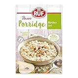 RUF Porridge Bircher Art, Instant Haferbrei mit feinen Haselnüssen und Apfel- und Birnenstückchen, gesundes und leckeres Frühstück, 1 x 65g Beutel