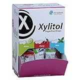 miradent Xylitol Drops Schüttbox 100 St. | 3 Geschmacksrichtungen | vegane Xylit Zahnpflege Lutschbonbons für Kinder & Erwachsene | ohne Aspartam, Sorbitol, Laktose, Titanium Dioxid | zuckerfrei