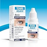 TEARS AGAIN Basic Augentropfen gegen trockene und müde Augen, Hyaluron 0,2%, Augentropfen zur Augenbefeuchtung, 15 ml