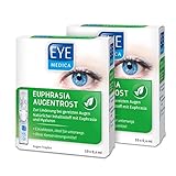 EyeMedica Euphrasia Augentropfen gegen trockene Augen und gereizte Augen, Befeuchtung, Linderung und Pflege, mit Hyaluron, 2er Pack
