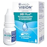 Hylo-Vision HD Plus Augentropfen – Befeuchtung & Schutz bei trockenen und gereizten Augen, unterstützen die Zellregeneration, leichtviskos, geeignet bei Kontaktlinsen, 2x15 ml