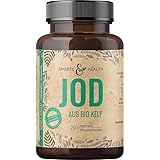 Jod aus Kelp Bio Kapseln - Jod Tabletten Mit Kelp Extrakt Enthält 315 µg Natürliches Jod Pro Tagesdosierung Und Iodine Aus Braunalge - Vegan - 250 Kapseln